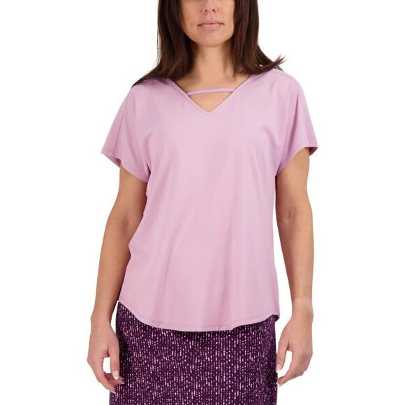 New! Tranquility Women's V-neck Relaxed Fit Moisture Wicking T-Shirt Top - Picture 1 of 3